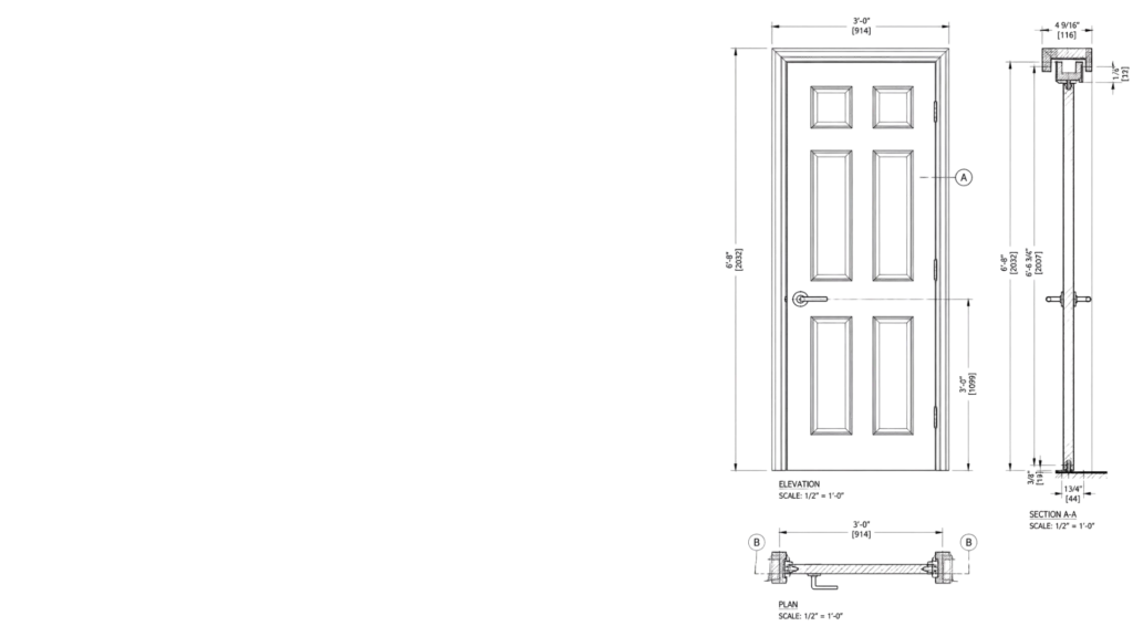 Measured drawing of a standard interior door opening