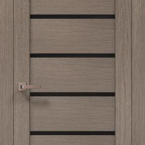 Millenium ML-14 interior door in gray oak with horizontal black glass inserts