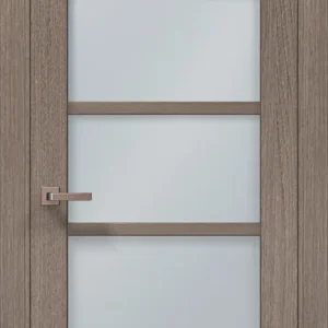 Millenium ML-15 interior door in Gray Oak with satin aluminum