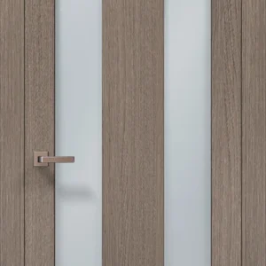 Millenium ML-19 interior door in Gray Oak with satin aluminum