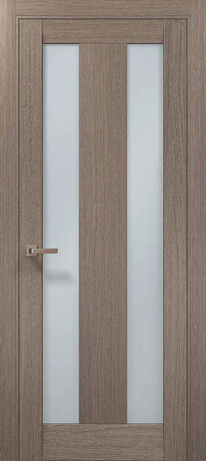 Millenium ML-19 interior door in Gray Oak with satin aluminum