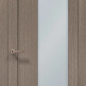 Millenium ML-20 interior door in Gray Oak with satin aluminum
