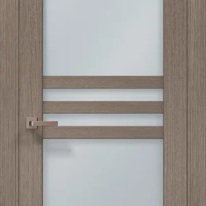 Millenium ML-30 interior door in Gray Oak with satin aluminum
