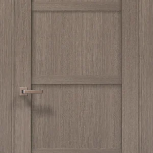 Millenium ML-33 interior door in Gray Oak with satin aluminum