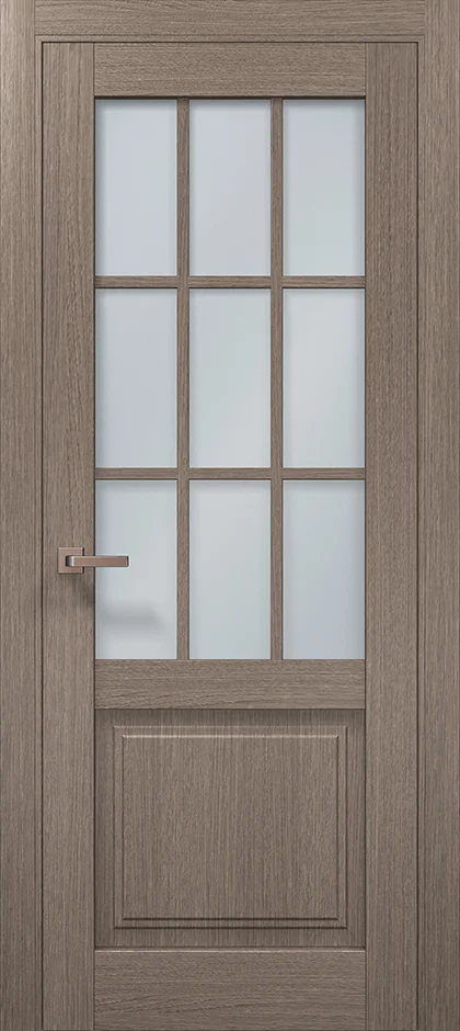 Millenium ML-36 interior door in Gray Oak with satin aluminum