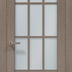 Millenium ML-37 interior door in Gray Oak with satin aluminum