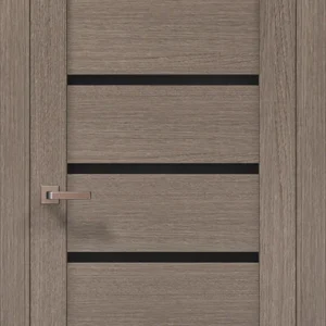 Millenium ML-55 interior door in Gray Oak with black glass inserts