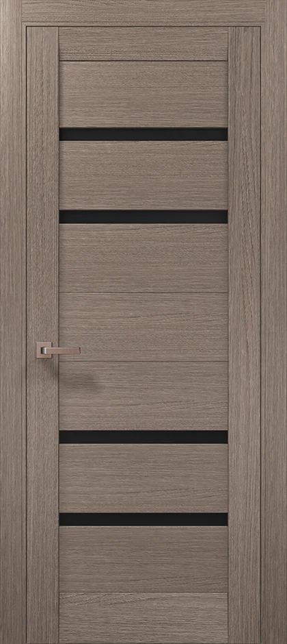 Millenium ML-58 interior door in Gray Oak with black glass inserts