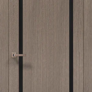 Millenium ML-62 interior door in Gray Oak with black glass inserts