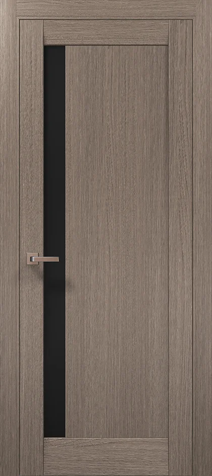 Millenium ML-64 interior door in Gray Oak with black glass insert