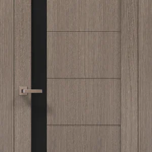 Millenium ML-643 interior door in Gray Oak with black glass insert