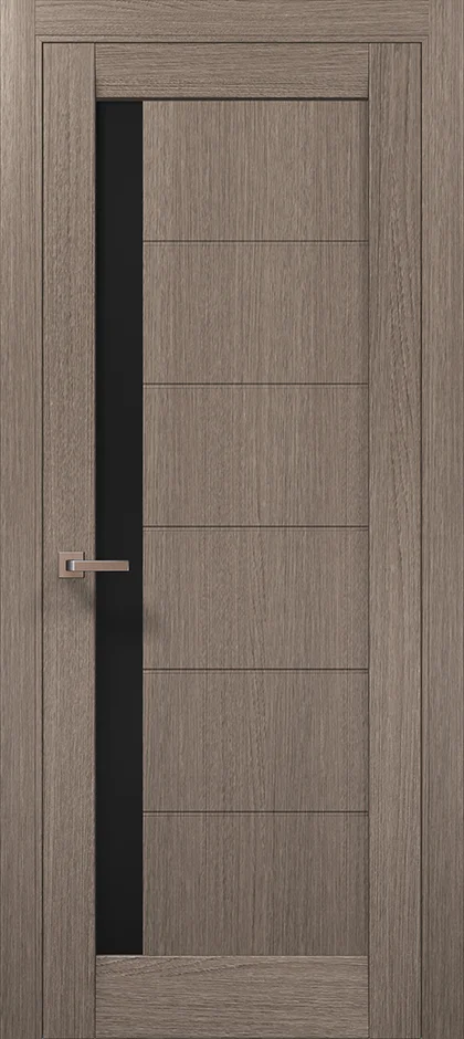 Millenium ML-643 interior door in Gray Oak with black glass insert