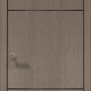 Plato PL-09AL interior door in brushed dark oak with black aluminum edge