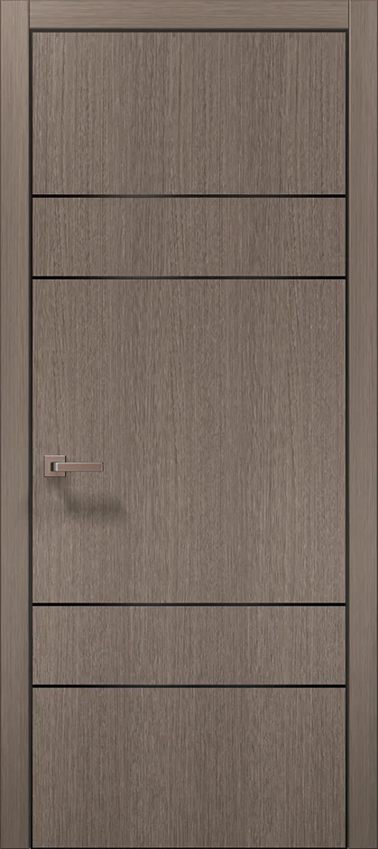 Plato PL-09AL interior door in brushed dark oak with black aluminum edge