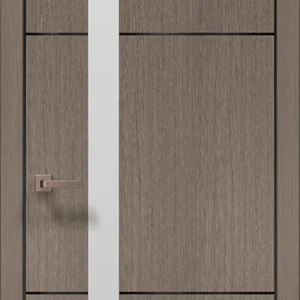 Plato PL-10AL interior door in brushed dark oak with white glass insert