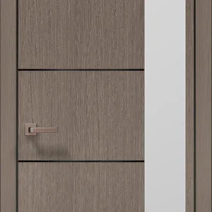 Plato PL-11AL interior door in brushed dark oak with white glass insert