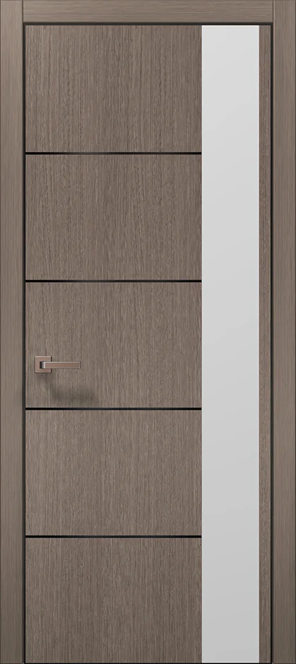 Plato PL-11AL interior door in brushed dark oak with white glass insert