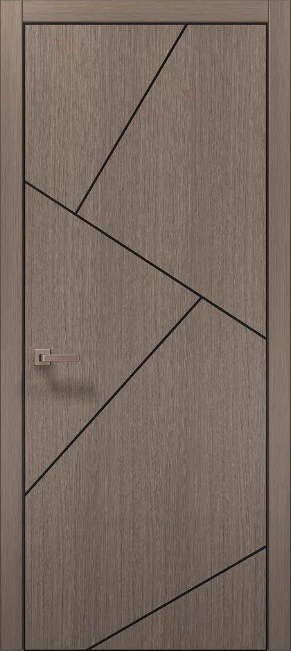 Plato PL-15AL interior door in brushed dark oak with black aluminum accents