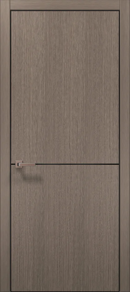 Plato PL-21AL interior door in brushed dark oak with black aluminum accent