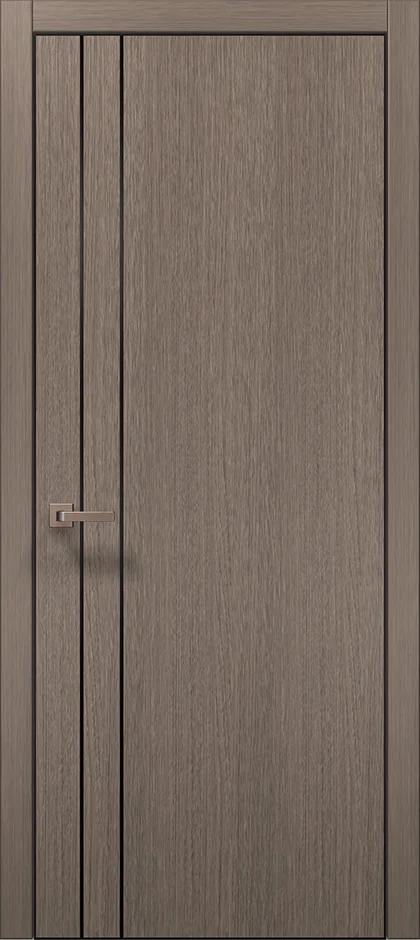 Plato PL-24AL interior door in brushed dark oak with black aluminum accents