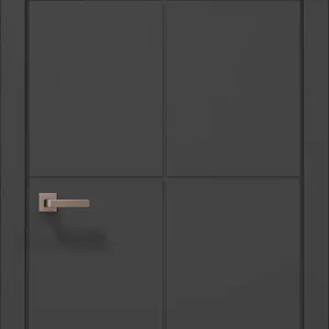 Style ST-06 interior door in dark gray with six-panel grid design