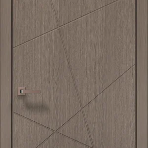 Style ST-20 interior door in brushed dark oak with intersecting geometric lines