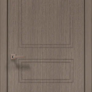 Style ST-27 interior door in brushed dark oak with three double-border recessed panels