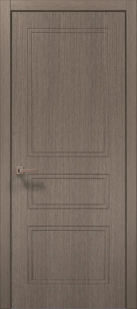 Style ST-27 interior door in brushed dark oak with three double-border recessed panels