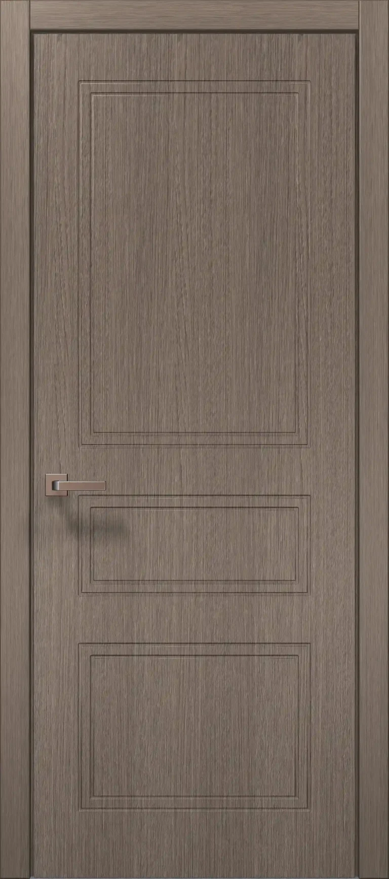 Style ST-27 interior door in brushed dark oak with three double-border recessed panels